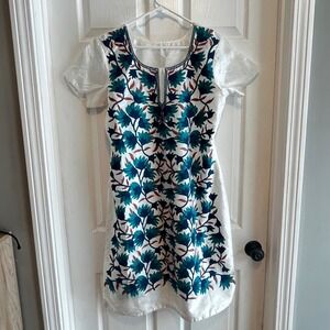 Indian Embroidered Kurta Tunic Dress Floral Boho Ethnic Cotton Sheer Sleeves 8